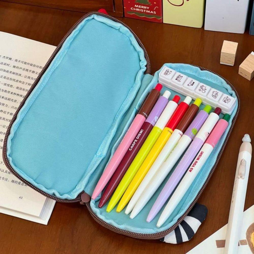 Patchwork Cartoon Pen Bag Japanese Style Stationery Storage Bag Fashion Cat Pencil Case  Office