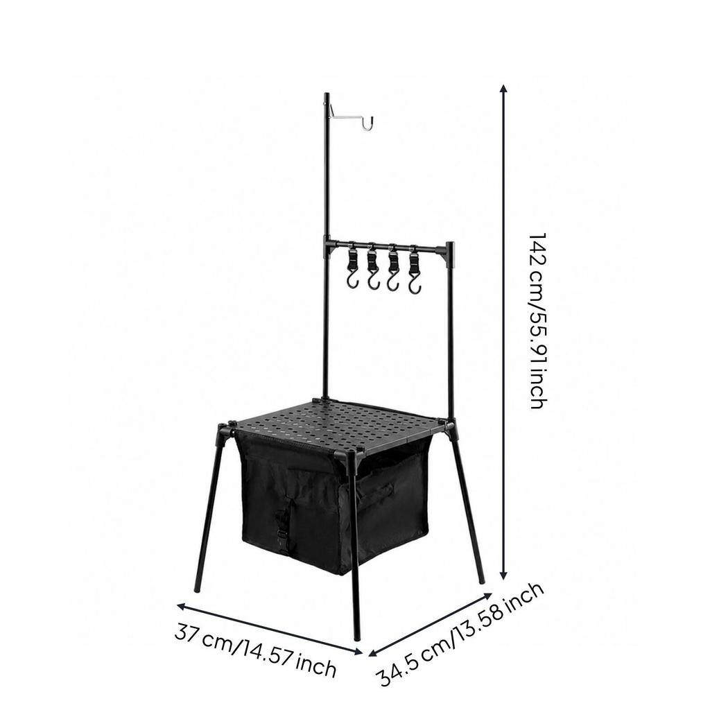 Aluminum Folding Camp Table Foldable Camping with Storage Compartment
