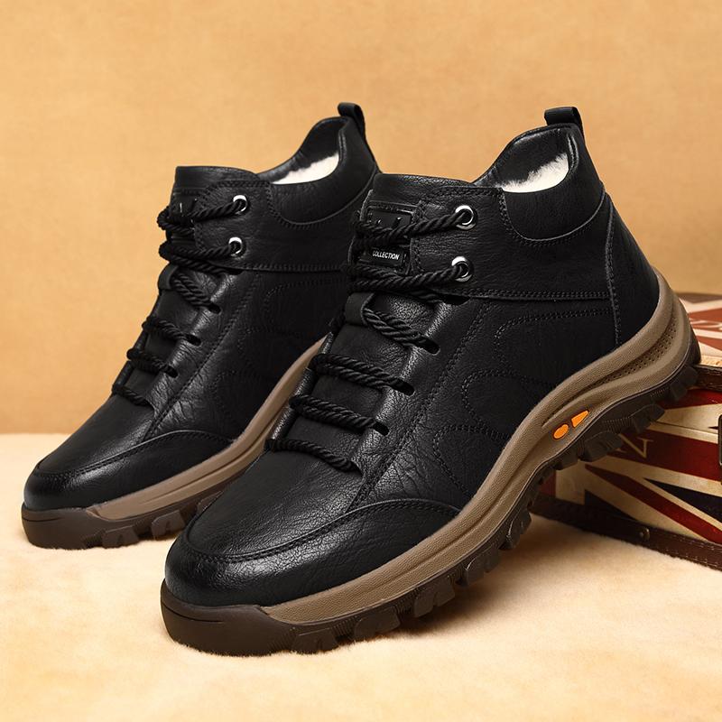 

Cott Shoes men Generati Snow Boots Velvet Thickened Boots high top Cold-Proof Warm Walking Men s cott winter Boots 38 чёрный