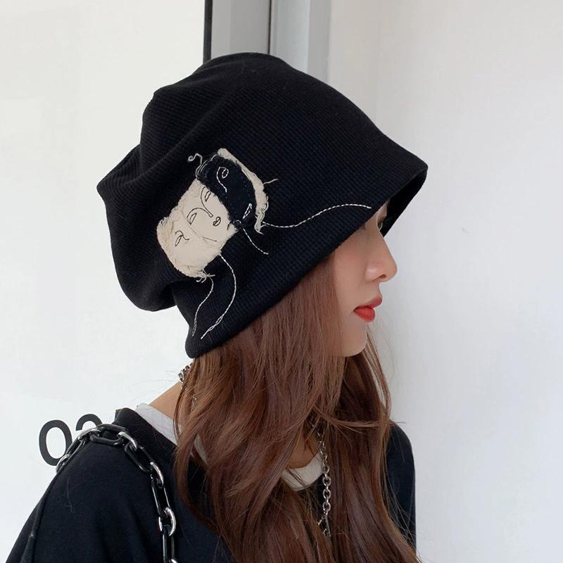 WTEMPO Women's Spring Autumn Winter Casual Versatile Hats Retro Slouchy Beanie Hip Hop Caps Abstract Pattern Design Hats Solid Color Elastic Hat Gifts