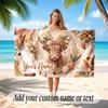 Highland Cow Theme Quick Dry Beach Towel Custom Name Text Print Large Sand Resistant Towel Beach Vacation