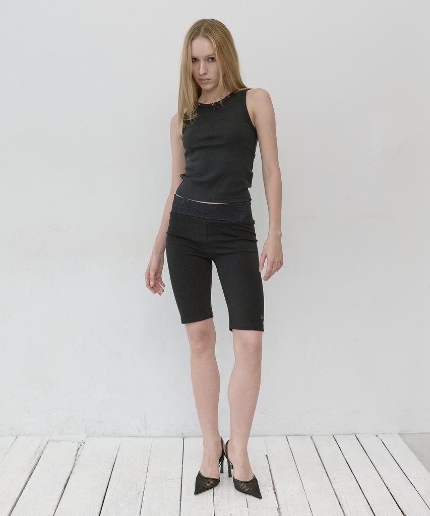 Lekim Lace Waist Leggings (Black)
