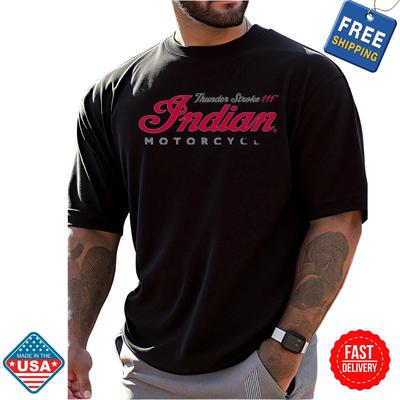 Indian Motorcycle Logo Printed T-Shirt, Cotton Loose Fit Casual Short - Inspired Unisex T-Shirt
