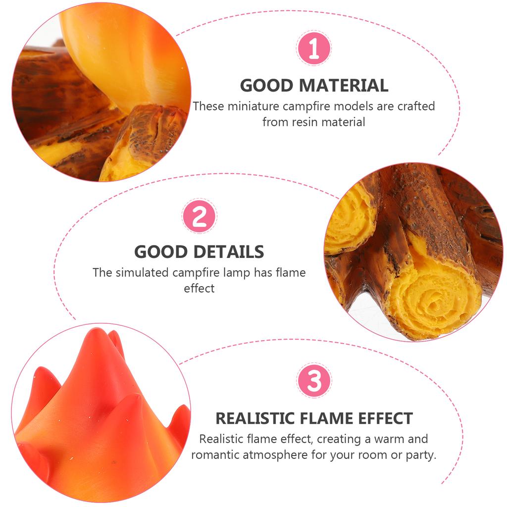 LED Simulated Firewood Flame Lamp Christmas Halloween Outdoor Camping Decor Ornaments Artificial Campfire Lamp LED Night Light