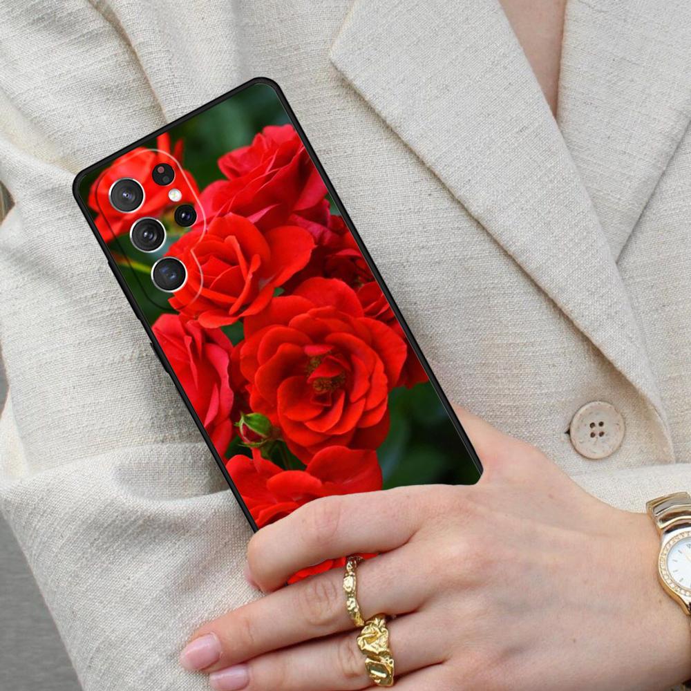 Bright Red Roses Flowers Cell Phone Case for Samsung Galaxy S26 Ultra S25 S24 S23 S22 S21 S20 Note10 Cover