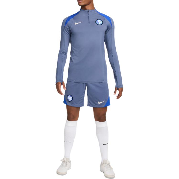 Nike Inter Milan Dri-FIT Slim Fit Moisture-Wicking Quarter-Zip Long Sleeve Retro Football Shirt Men Tops Blue FN9836-492