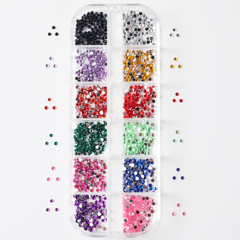 Xiaomi 12 Colors Mini Crystal Nail Art Rhinestones 2mm Flatback Colorful Gemstones Versatile Decorations for Nails Jewelry Accessories