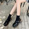 Spring and autumn new fashionable and comfortable versatile British retro style thick-soled thick-heeled Love women's single shoes