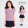 Yuanyuan Princess Girls' Summer Tencel Short Sleeve Polo Knit Top