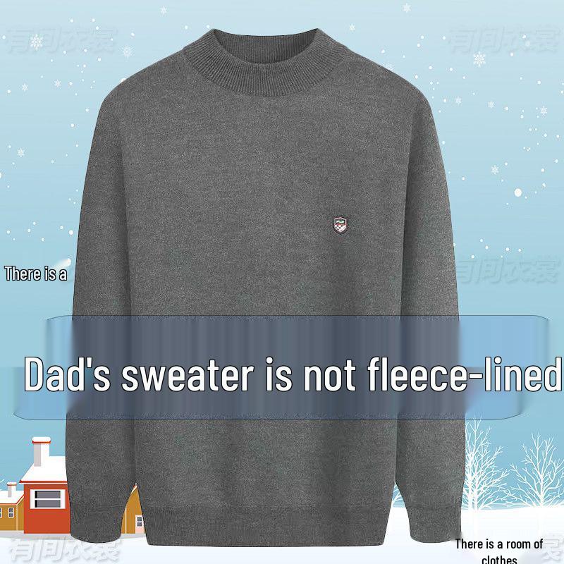 

Men s Thick Velvet Knit Sweater - Round Neck, Warm Winter Wear for Grandpa and Dad L (110cm) 45-60kg