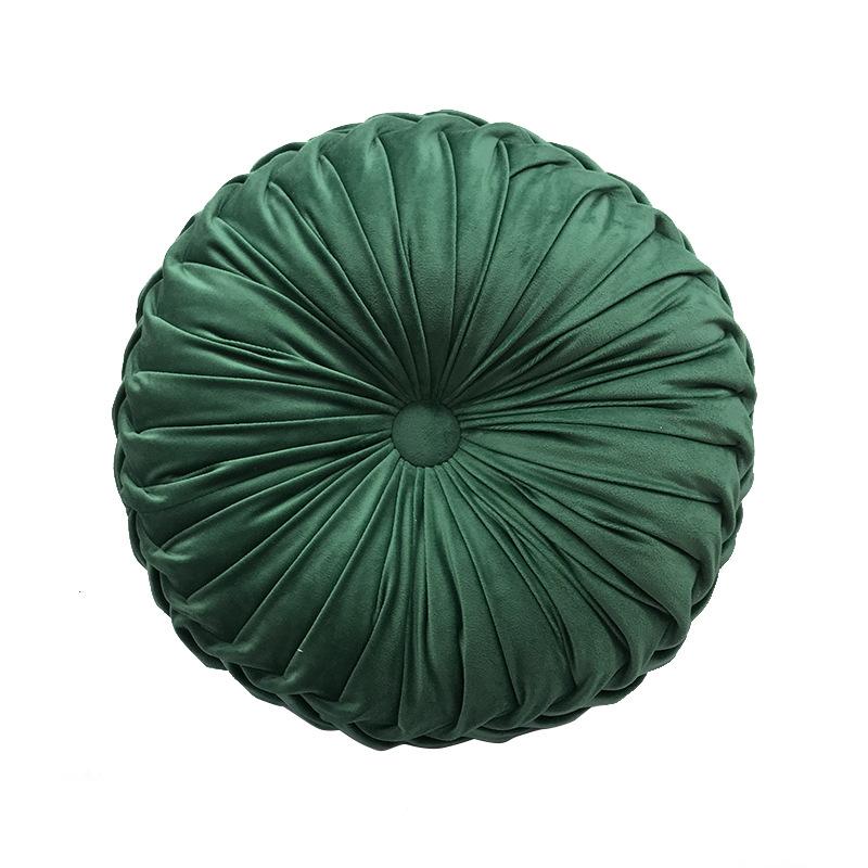 Pernă pentru pernă din catifea de lux europeană, țesătură rotundă, lucrată manual, plisată, cu roți, dovleac, 35 cm