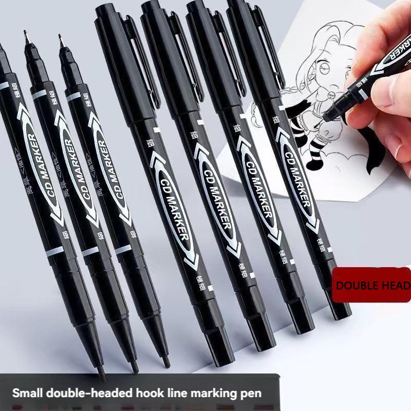 10 PCS Permanent Markers Pens Manga Water Repellent Double Sided Colored Oily Ink Sketch Painting Art School Supplies Stationery