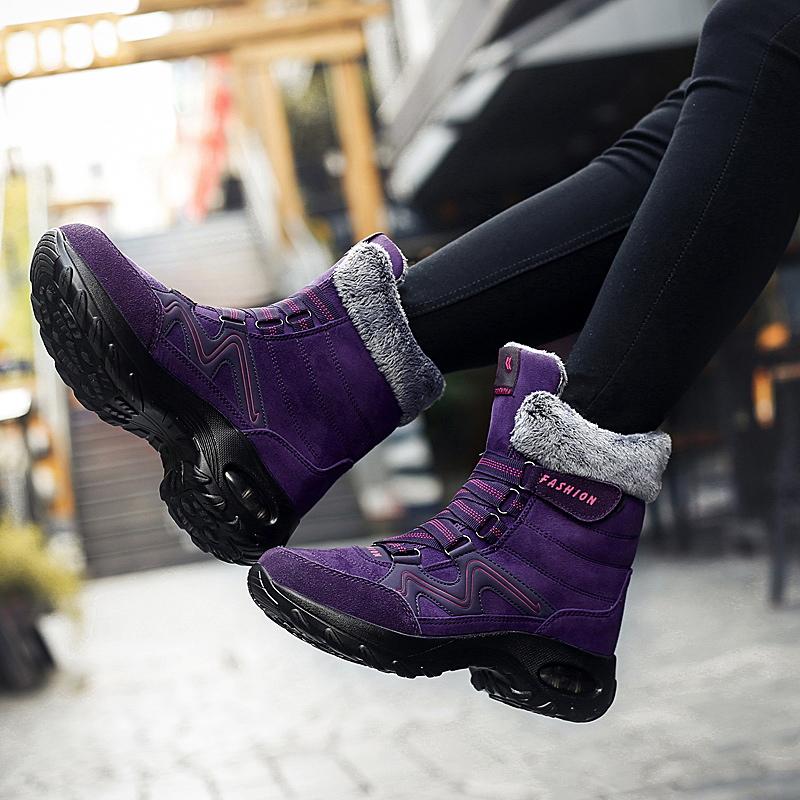 Winter Snow Boots Women Shoes High Top Warm Plush Outdoor Hiking Shoes Women Anti-slip Thick-soled Thick-soled Women Shoes