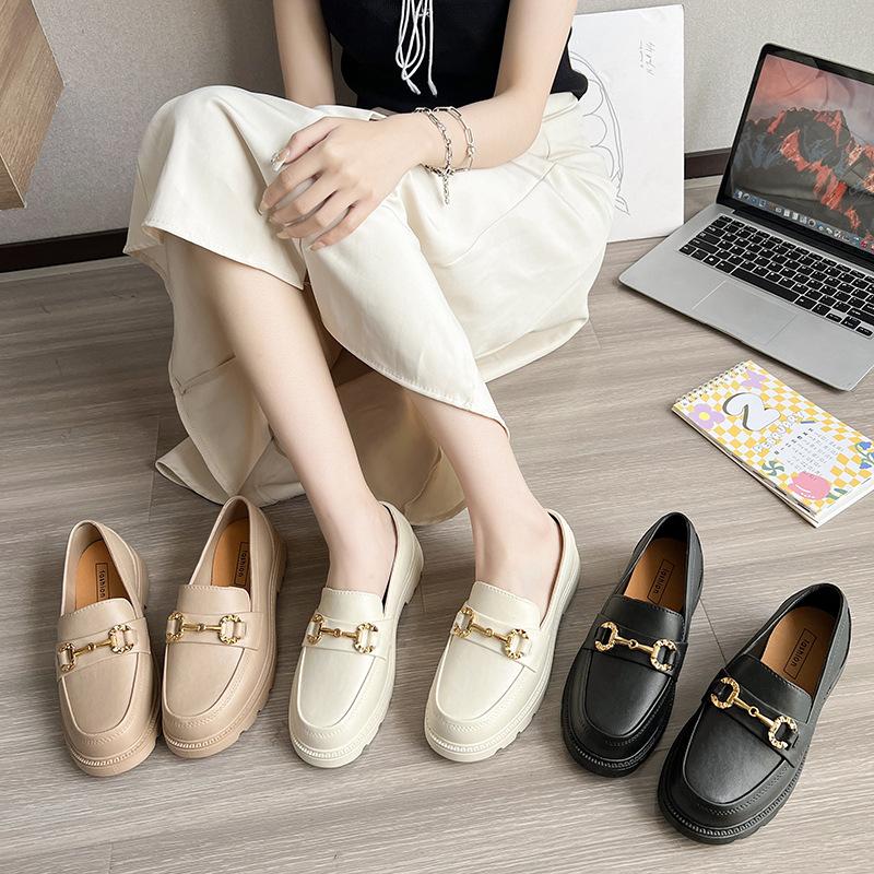 Women's Loafers Shoes Autumn Platform Sole British Style Fashionable Outdoor Slip-On Single Shoes Thick Sole Korean Style