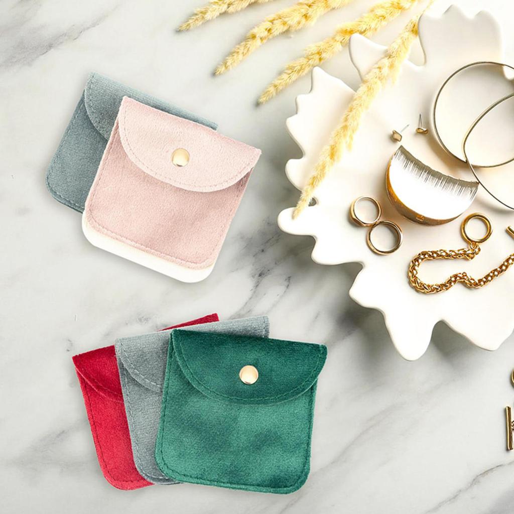 1pc Jewelery Pouch Packaging Bag Soft Velvet Gift Bracelet Necklace Earrings Rings Storage Button Velvet Bag Jewelry Organizer