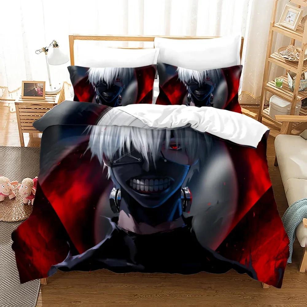 3D Printed Anime Tokyo Ghoul Comfortable Duvet Quilt Cover Pillowcase Bedding Set Children Bedroom Decoration Home Textile