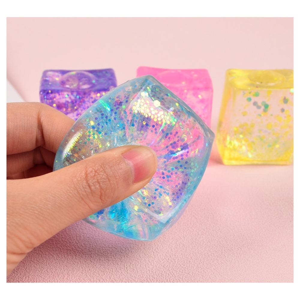 Squishy Colored Ice Cube Fidget Toys Slow Rising  Squeeze Toy Funny Stress Reliever Reduce Pressure Prop for Kids and Adults