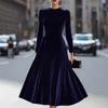 Autumn new fashion women's clothing popular European and American V-neck off-the-shoulder short-sleeved dovetail dress dress