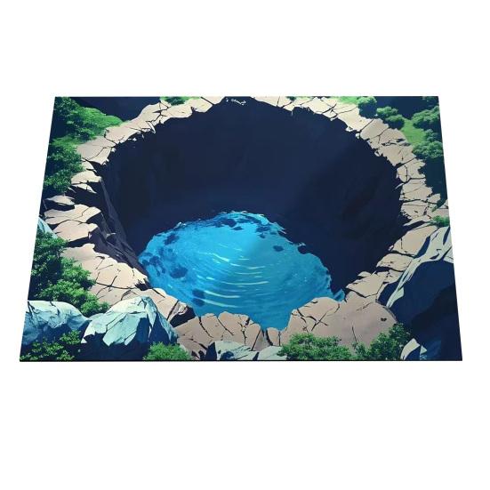 Optical Illusion Floor Mat 3D Bottomless Pit Entrance Hole Area Rug Realistic Rug Non-Slip Doormat