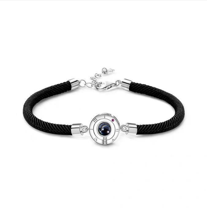 

Unisex Round Projection Bracelet - Red & Black Rope Woven Design, Trendy and Versatile.