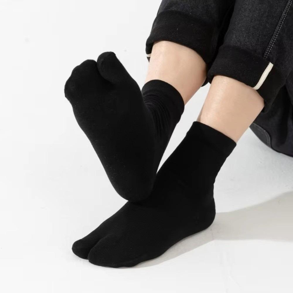 Thin Split Toe Sock Solid Color Mid-Calf Socks Japanese Style Tabi Toe Socks  Girls