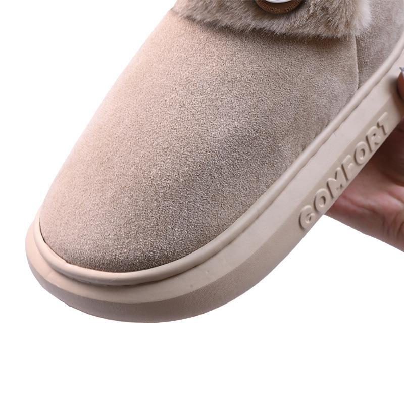 Cozy Winter Thick-Soled Plush Cotton Slippers for Men and Women, Indoor Snow Boot with Heel