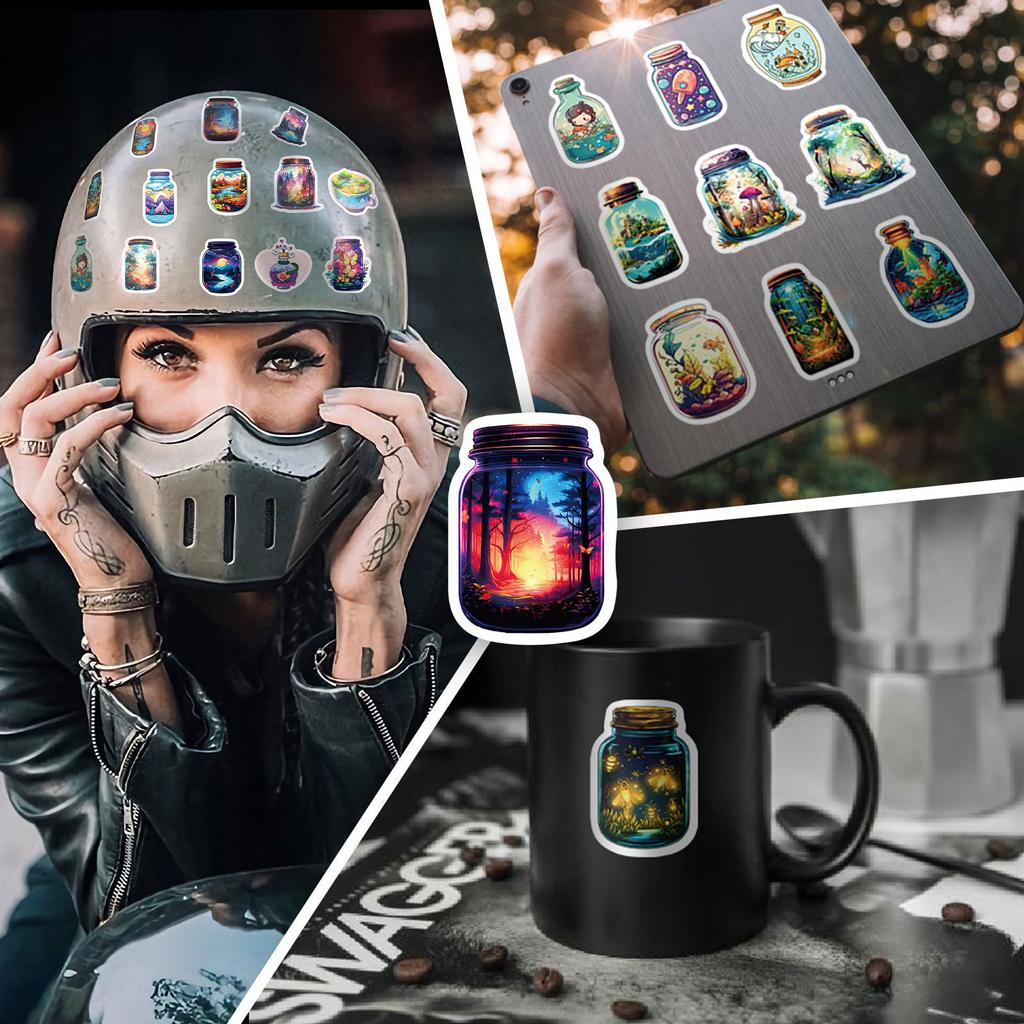 50 Kolorowych Naklejek w Butelkach Shein Nowy Produkt Butelki na Świecie Słodkie Kreatywne Naklejki