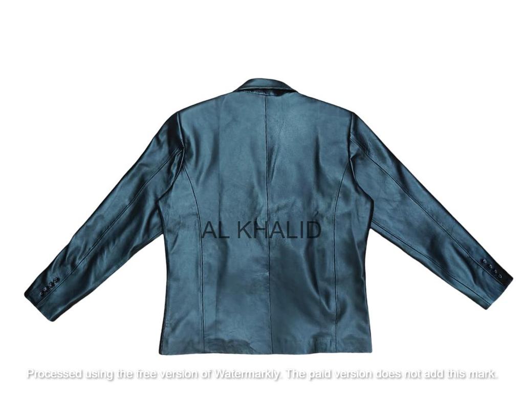 Äkta Herr Lammskinn Läder Formell Business Stilfull Svart Het Handgjord Kavaj