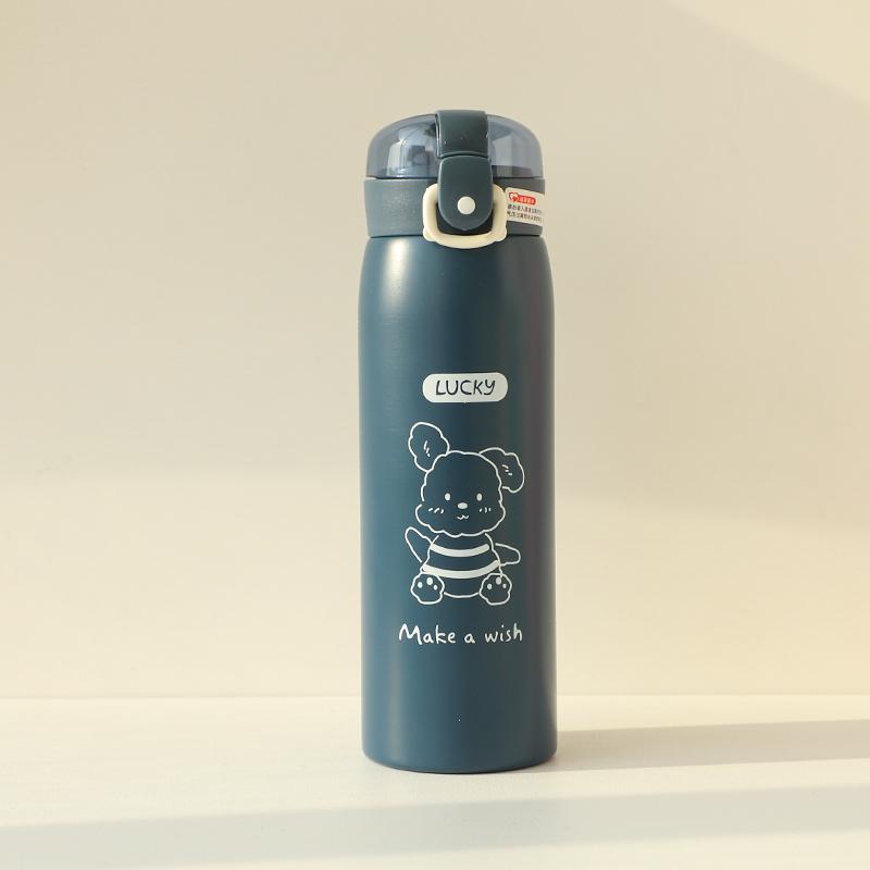 350ml/500ml Cartoon Stainless Steel Vacuum Flasks With Straw Portable Kids Thermos Mug Thermal Water Bottle Tumbler Thermocup