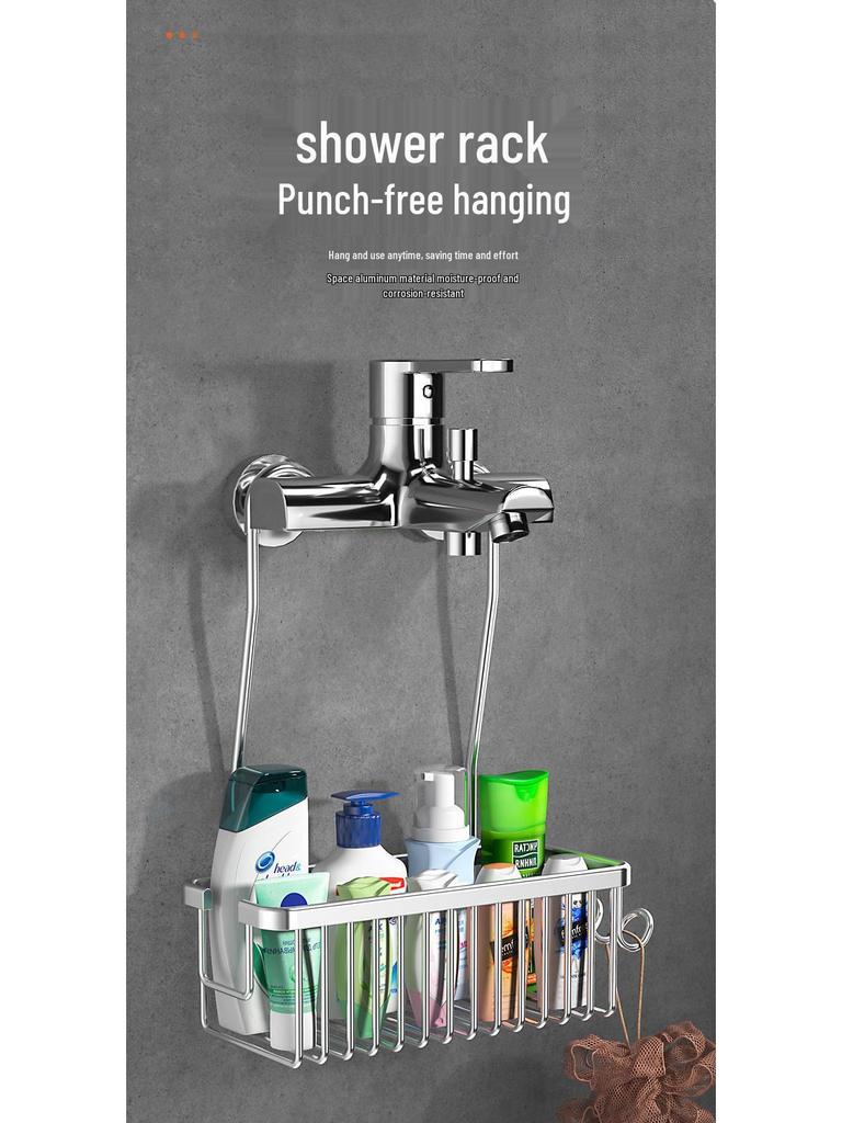 No-Drill Bathroom Shower Rack: Hanging Organizer for Shampoo and Toiletries