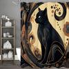 Black Cat Gothic Mystery Shower Curtain, Tarot Card Wiccan Flower Plant Bathroom Decorative Shower Curtain