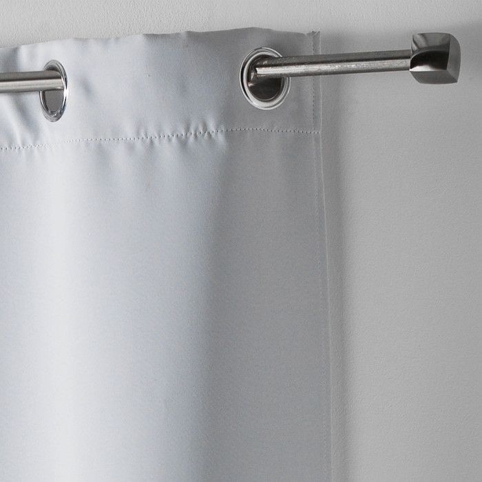 Rideau Occultant - Uni - Blanc - 140 X H180 Cm - 100% Polyester - Œillets Argent