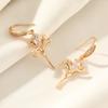 1 Pair Simple Flowers Zirconia Dangle Earrings for Women Golden Earring Jewelry Wedding Party Accessories