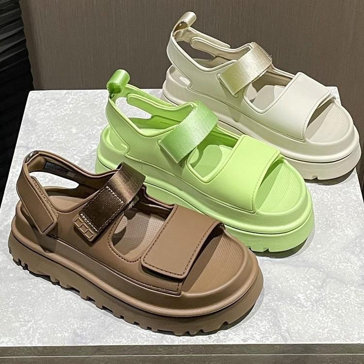 24 spring and summer new Velcro muffin thick sole heightened ultra-light and comfortable versatile casual one-word open-toed Roman sandals