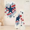 Women Plus Size Round Neck Three Quarter Sleeve Eagle Printed Flared Top Flared Pants Two Piece Set