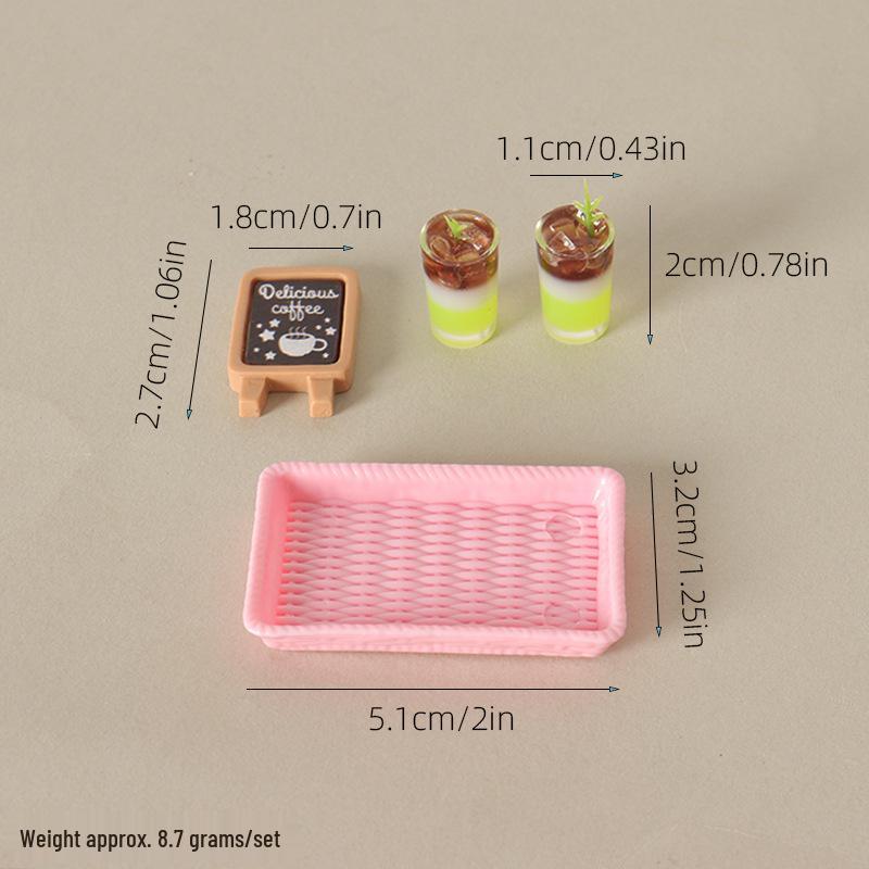 Miniature Dollhouse Food & Drink Tray Set Ornaments