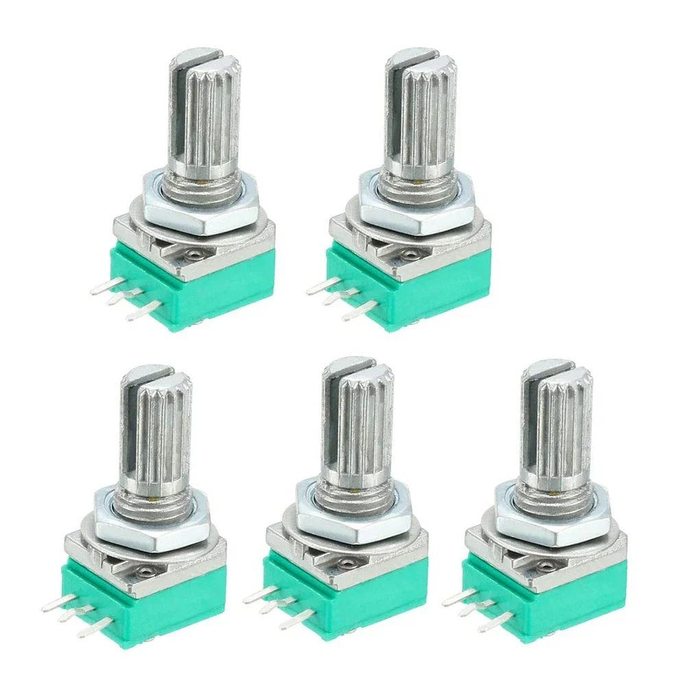 5PCS RK097N B1K B5K B10K B20K B50K B100K B500K 3Pin Shaft 15mm Amplifier Sealing Potentiometer Industrial Switches