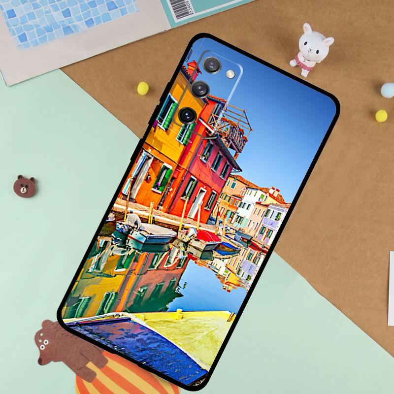 Voyage Italie Rue Venise Étui Pour Samsung Galaxy S23 S22 Ultra S21 S20 FE S8 S9 S10 Note 10 Plus Note 20 Ultra Housse