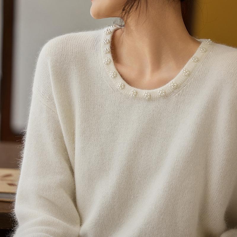 Women's Cashmere Sweater Qinghe Cashmere 30% Cashmere 70% Wool Autumn and Winter Pullover Warm and Fashionable