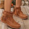 Woman Casual Walking Shoes Fashion Cozy Ankle Boots Designer Fringes Retro Shoes Winter Flat Bottomed Short Boots