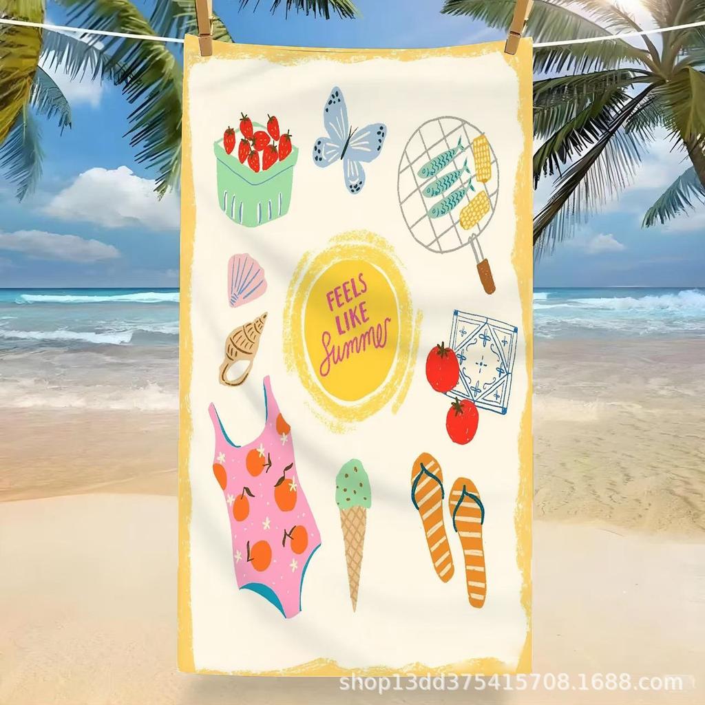 Seestern Blume Strandtuch Böhmischer Stil bedruckte Ultrafeinfaser Handtuchdecke, saugfähiges schnell trocknendes Strandpooltuch