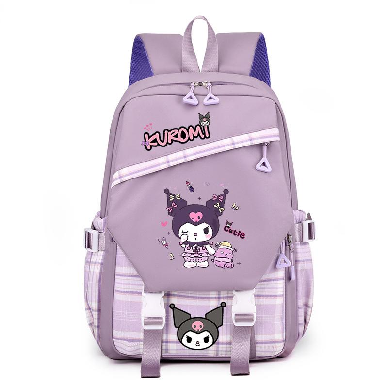 Cool Lomi Kuromi Backpack Student Schoolbag Anime Cartoon Print Junior High School High School Large Capacity Schoolbag