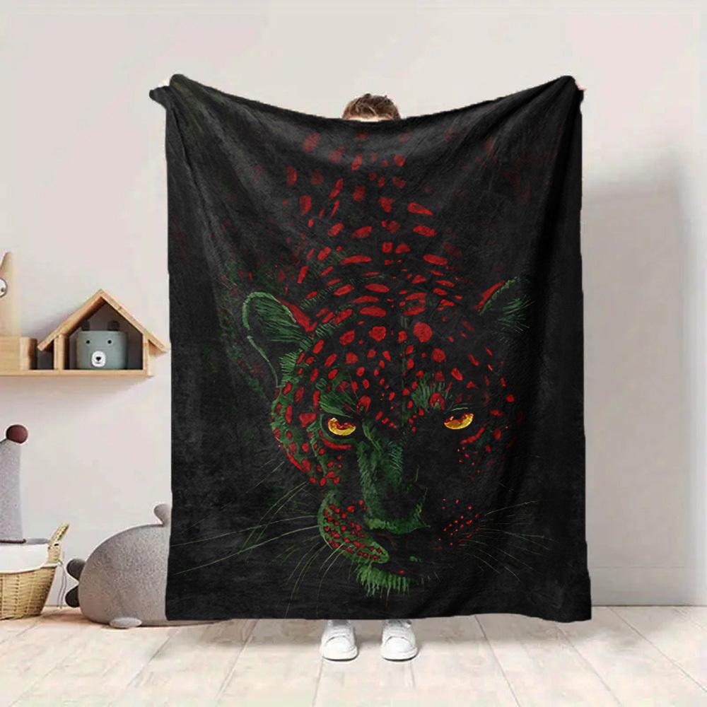 1pc Neon Leopard Print Blanket Lightweight Flannel Blanket Throw Blanket For Sofa, Bed, Travel, Camping, Livingroom, Office Yy251015114