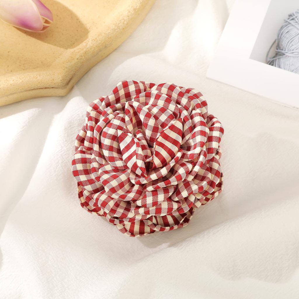 AWAYTR Plaid Flowers Hair Claws Fabric Hair Clips Crab For Women Girl Gift Hair Accessories Valentine Headwear