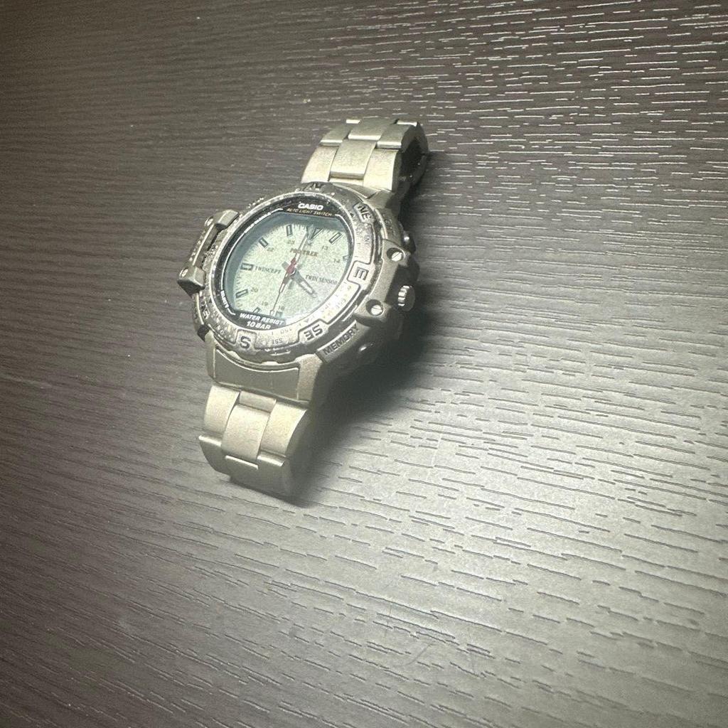 Used CASIO PRO TREK TWIN SENSOR Titanium Band Watch