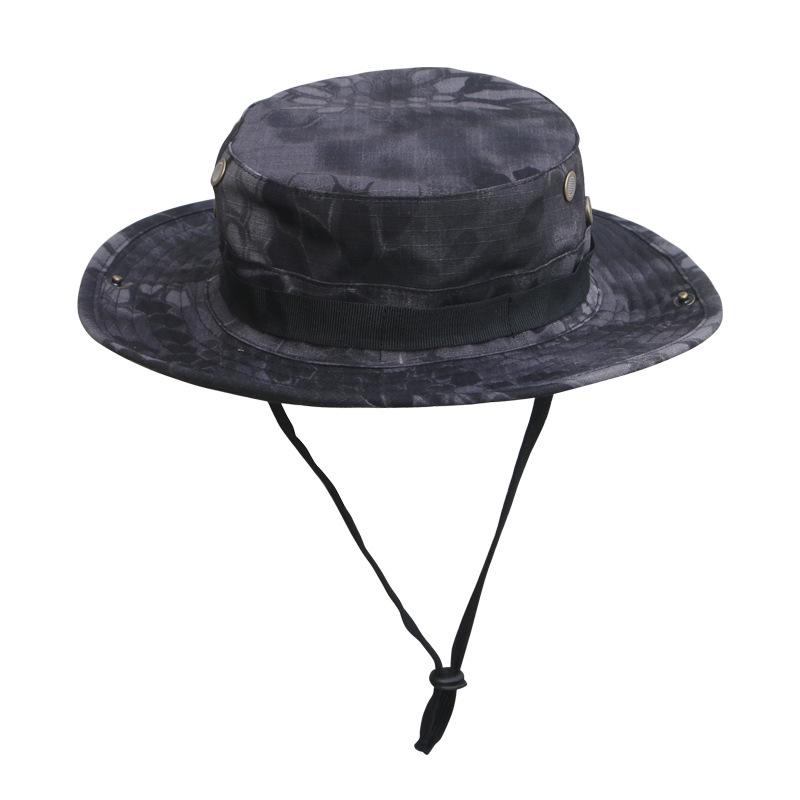 Men's Camouflage Bucket Hat Set: Multifunctional, Breathable, Sun-Protective Fishing Hat with Round Brim.