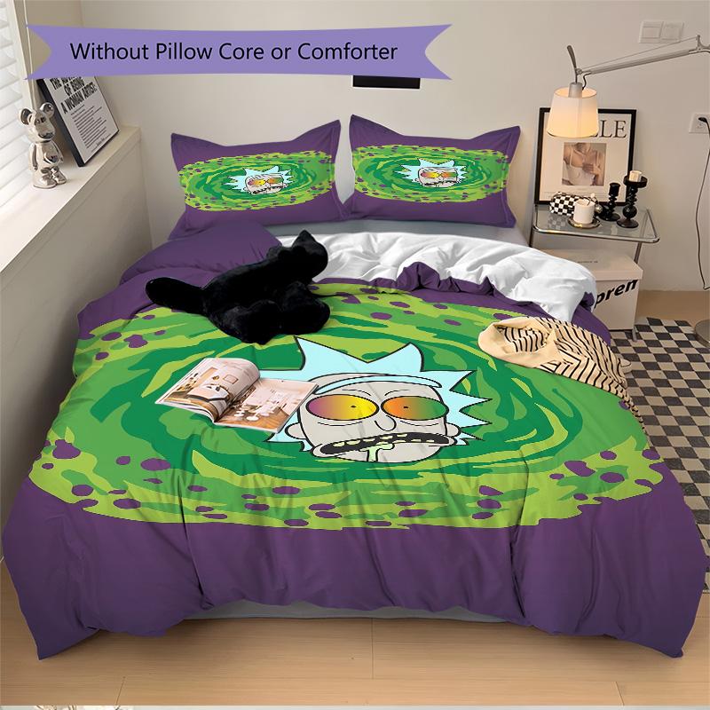 Rick Morty Portal Print 3Pcs Bedding Setduvet Cover With 2 Bedropillowcase Home Birthday Gift