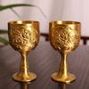 Brass Portable Mini Spirit Vodka Goblet, Engraved Flower Shaped Beverage Copper Cup,Friends Festive Gift Decoration 40ml,1pcs,