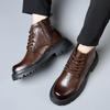 Martin boots men's winter cotton leather boots British wind mid-top thick-soled inner heightening locomotive short boots