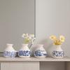 Small Blue and White Porcelains Vase, Mini Chinoiserie Bud Vase, Vintage Ceramic Oriental Handmade Chinese Flower Jardiniere for Home Office Shelf